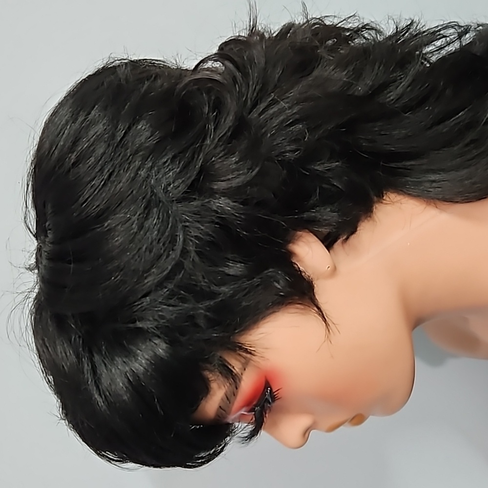 Glueless Mullet Wig With Bangs Human Hair